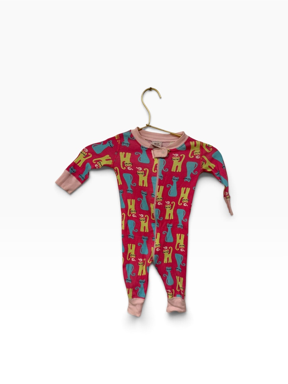 Hanna Anderson Cat One-Piece Zipper Pajamas 6-9 months